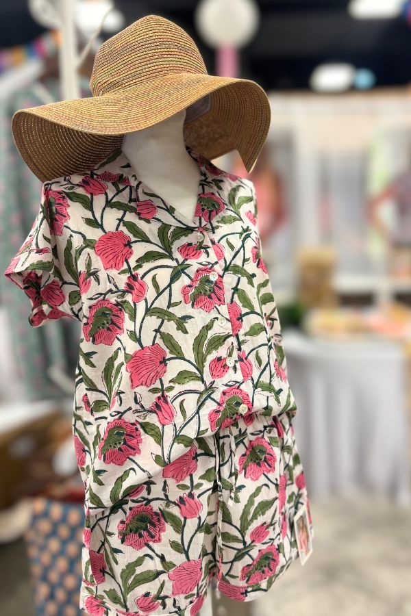 Teresa PJ set With SHORTS - Printed Cotton Pajama Set with Shorts for Women