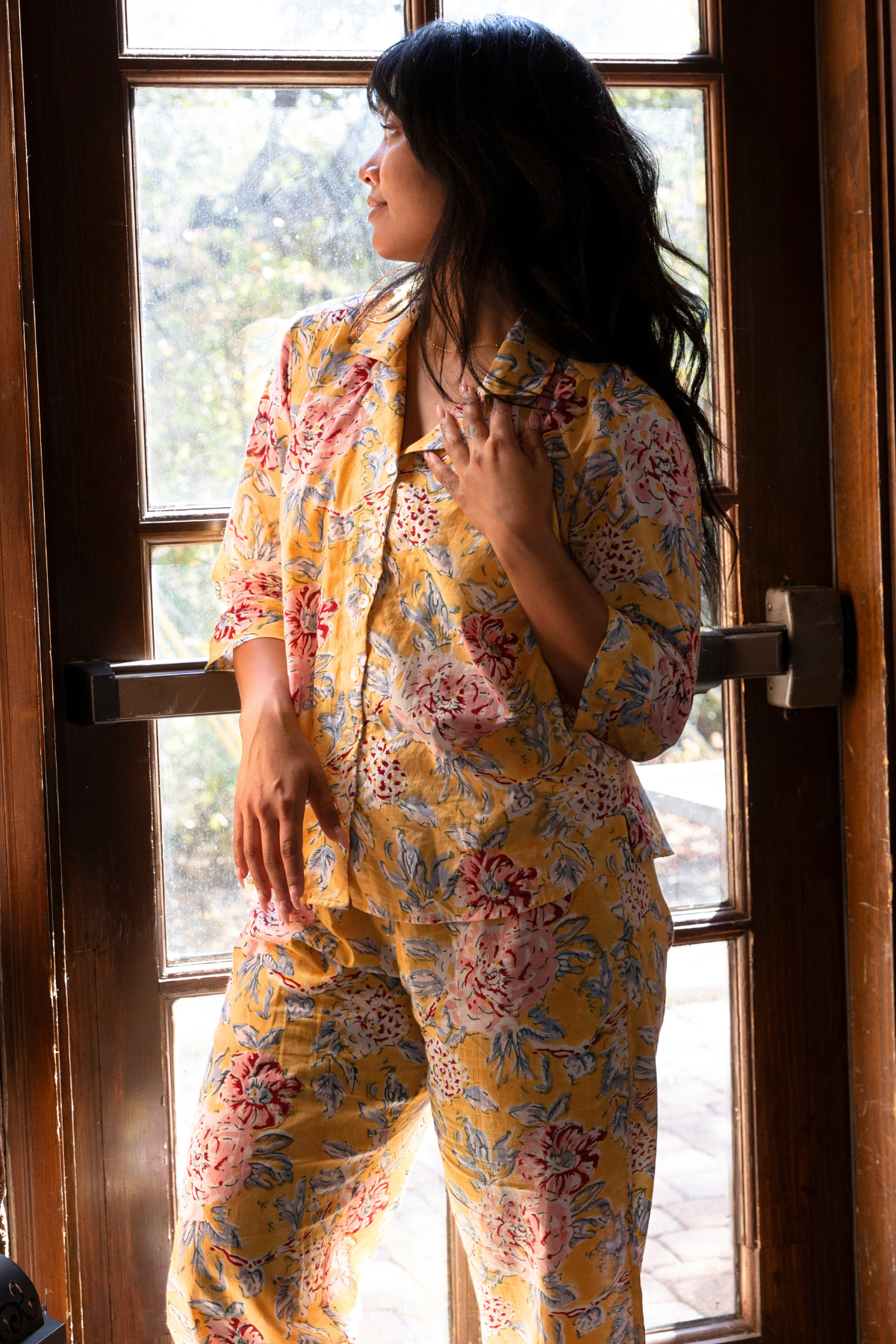 Priyanka PJ set With Pants - Printed Cotton Pajama Set with Long Pants for Women