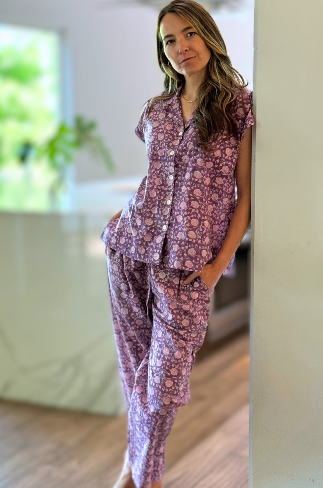 Jyoti PJ set With Pants - Printed Cotton Pajama Set with Long Pants for Women