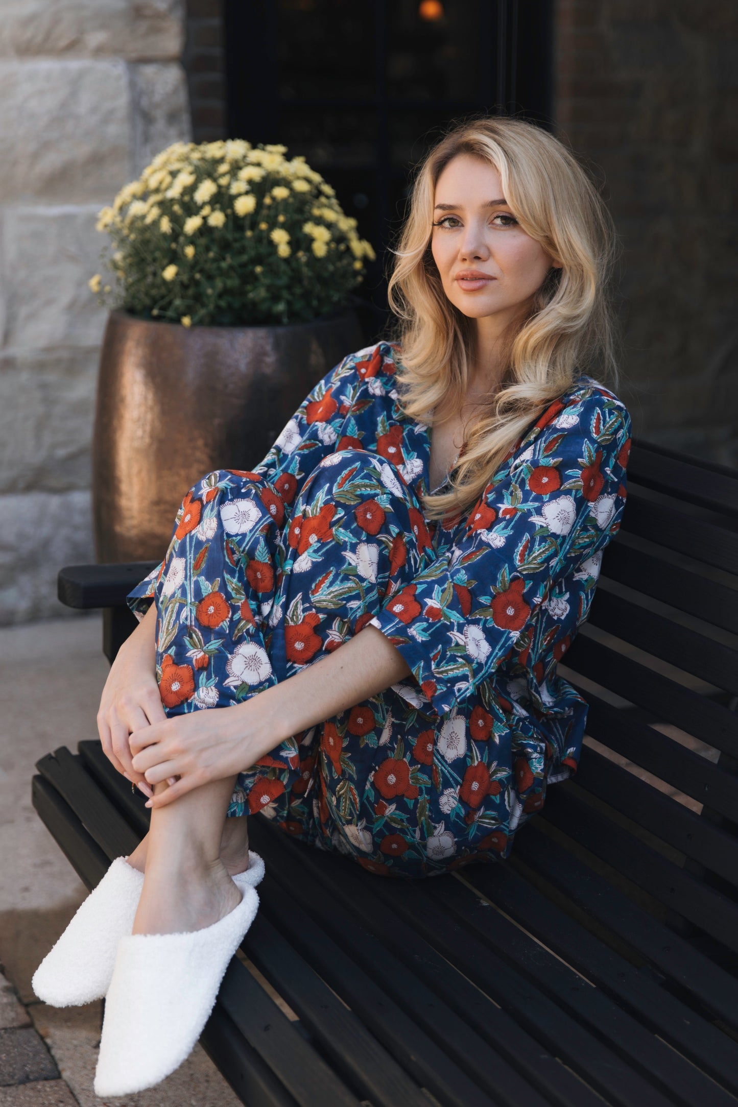 Tuliana PJ set With Pants - Printed Cotton Pajama Set with Long Pants for Women