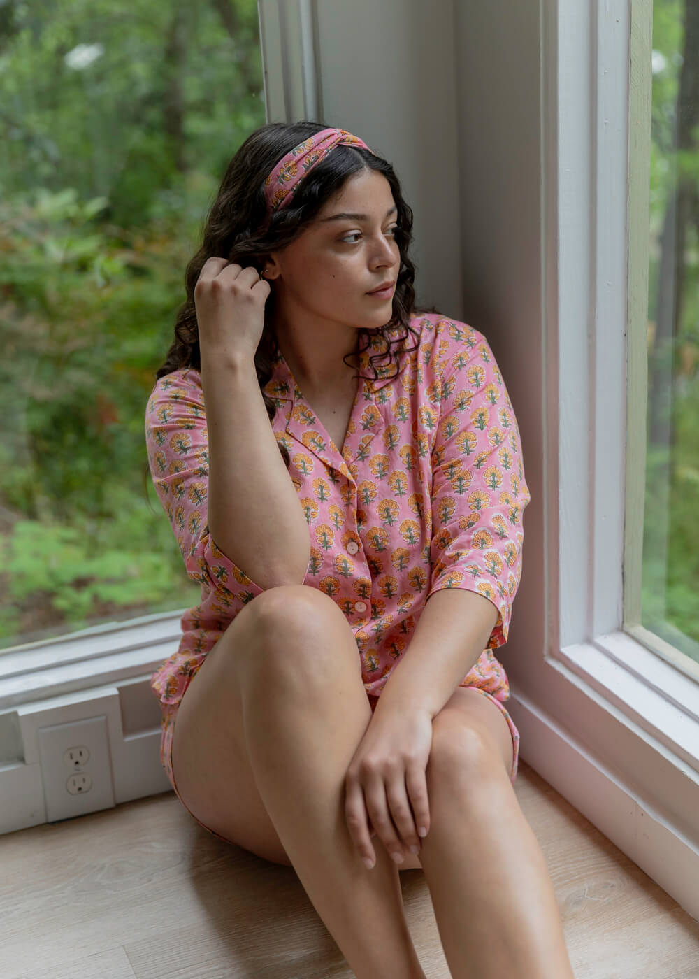 Svetlana PJ set With SHORTS - Printed Cotton Pajama Set with Shorts for Women