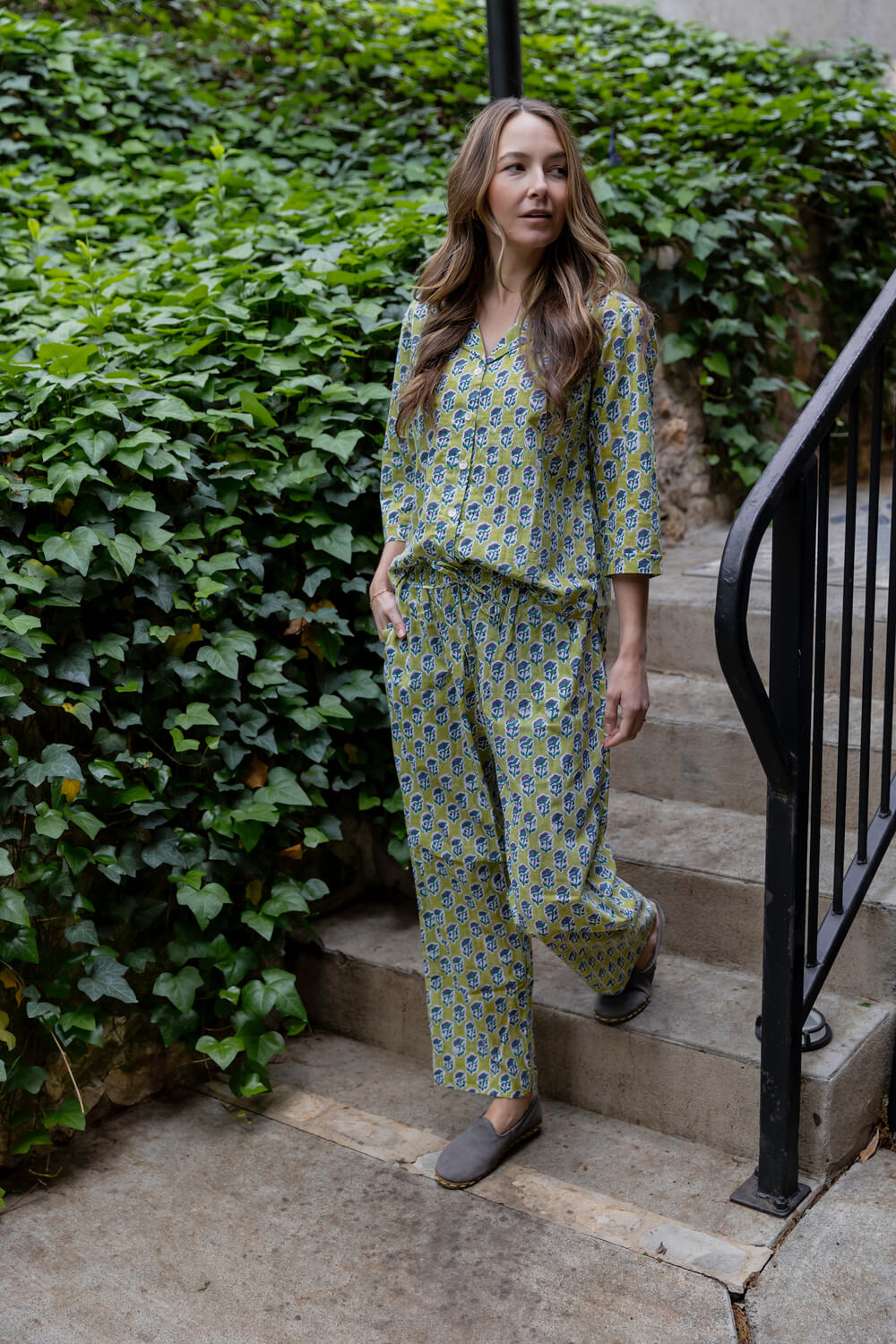 Joy PJ set With Pants Printed Cotton Pajama Set with Long Pants