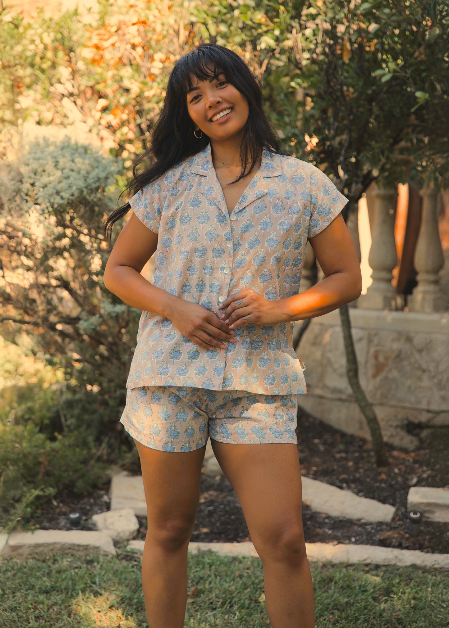 Kailash PJ set With SHORTS - Printed Cotton Pajama Set with Shorts for Women