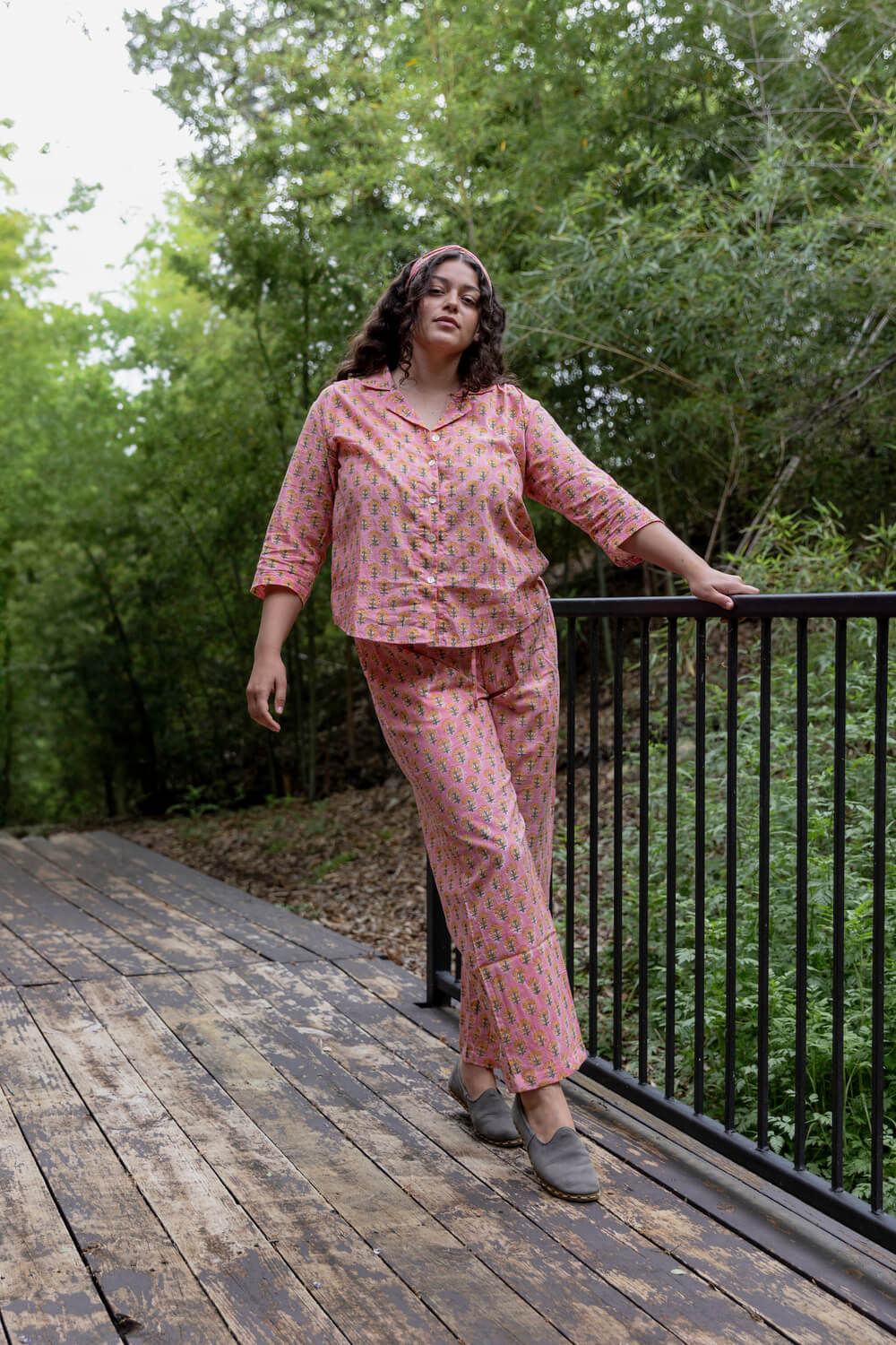 Svetlana PJ set With Pants - Printed Cotton Pajama Set with Long Pants for Women