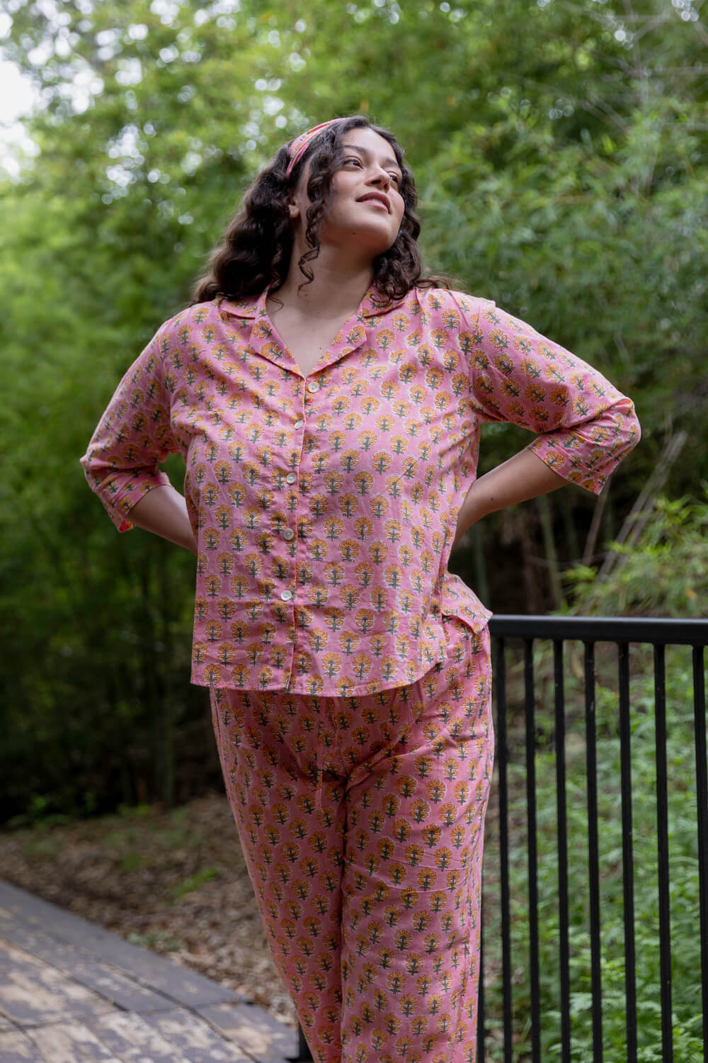 Svetlana PJ set With Pants - Printed Cotton Pajama Set with Long Pants for Women