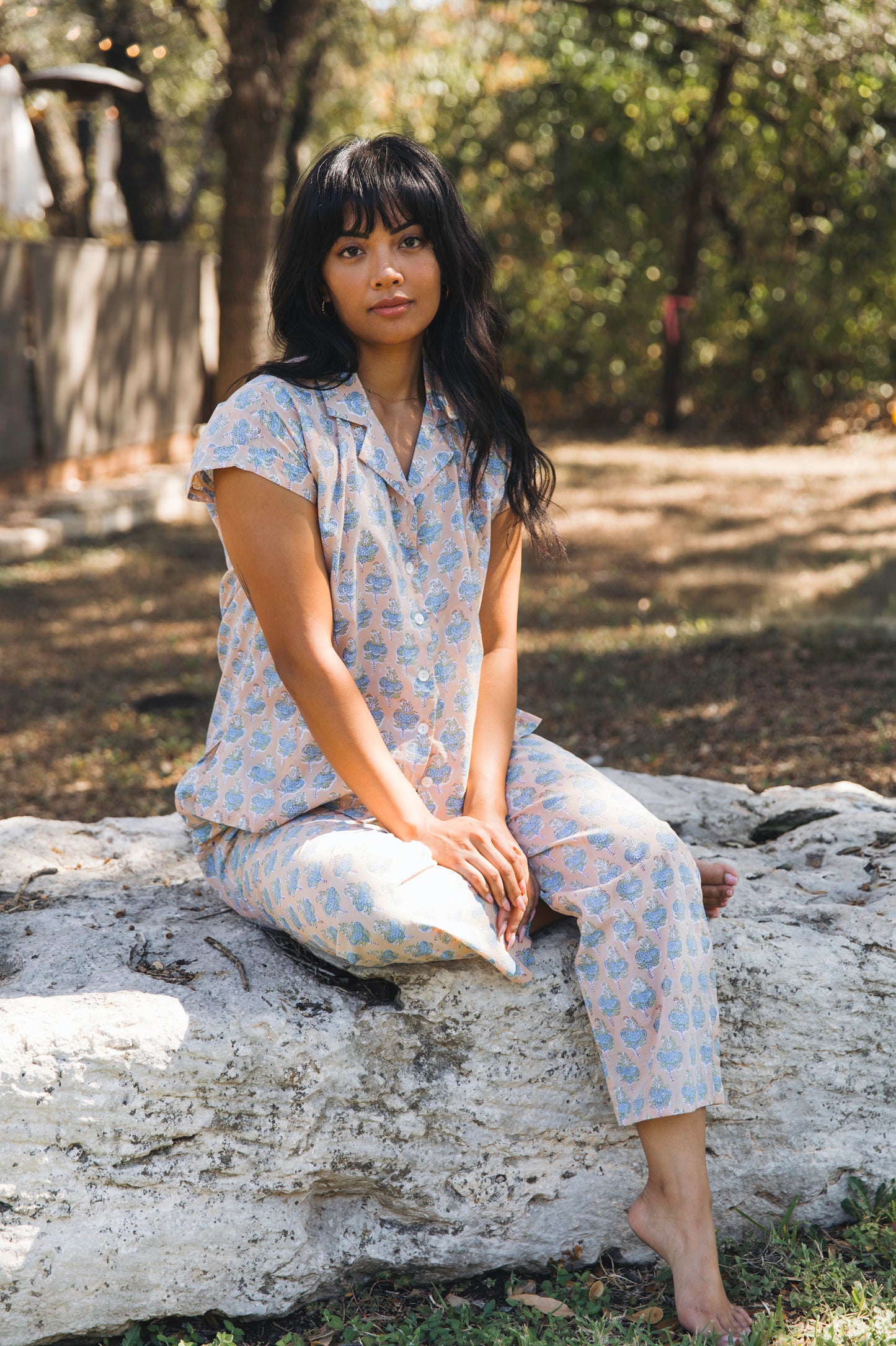 Kailash PJ set With Pants - Printed Cotton Pajama Set with Long Pants for Women