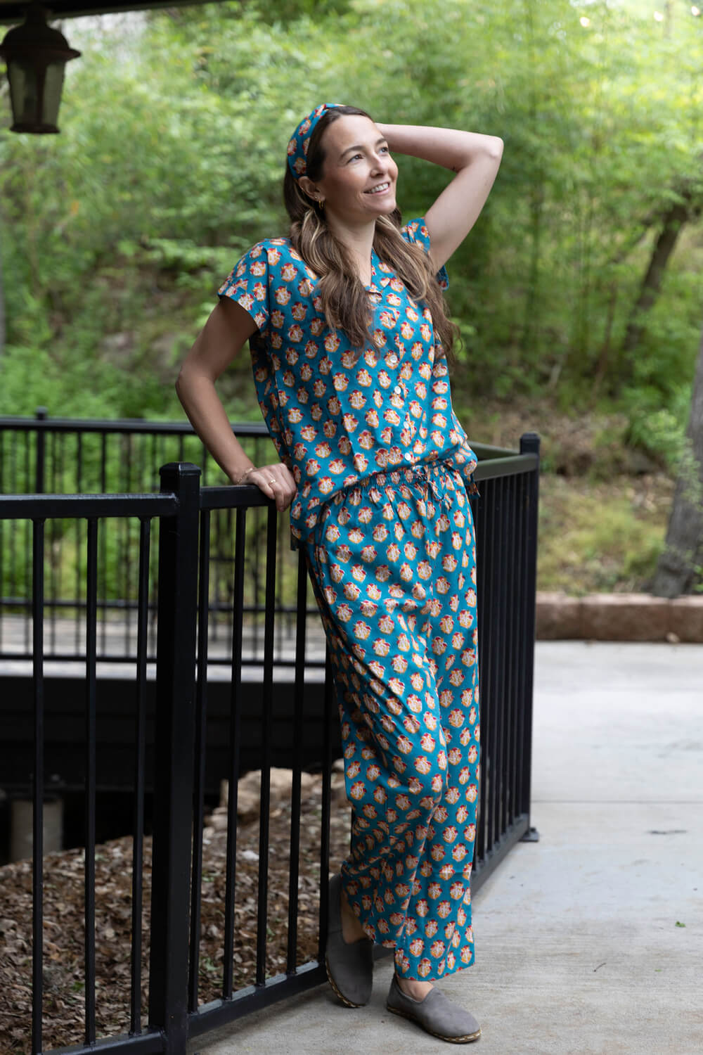 Cassie PJ set With Pants - Printed Cotton Pajama Set with Long Pants for Women