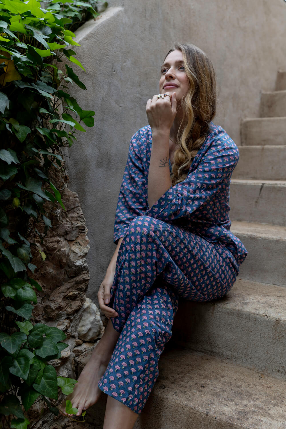 Diksha PJ set With Pants - Printed Cotton Pajama Set with Long Pants for Women