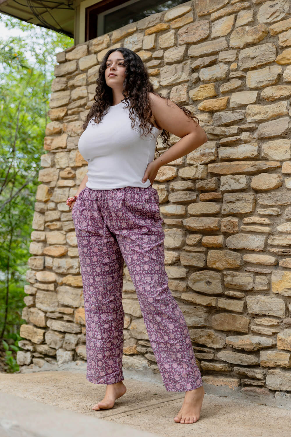 Jyoti Lounge pants - Women's Soft Cotton Printed Long Pajamas