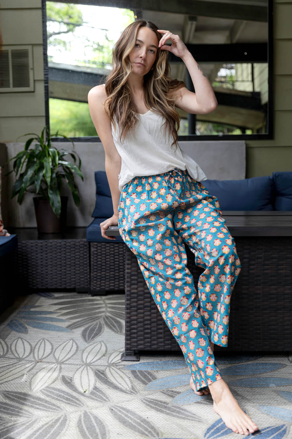 Cassie Lounge pants - Women's Soft Cotton Printed Long Pajamas