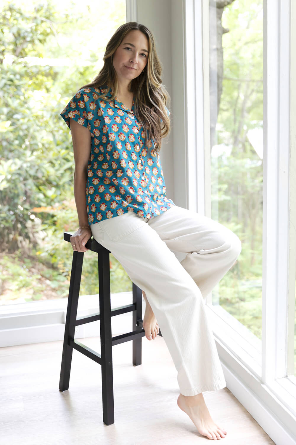 Cassie Shirt - Women's Cap Sleeve Cotton Pajama Top