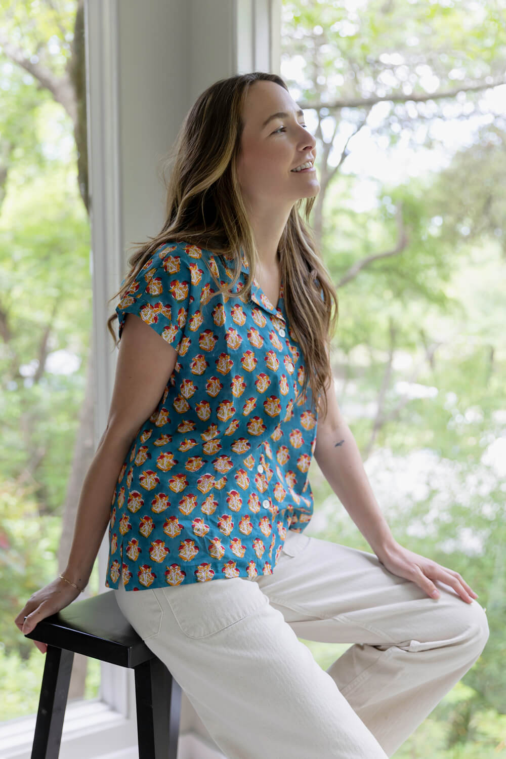 Cassie Shirt - Women's Cap Sleeve Cotton Pajama Top