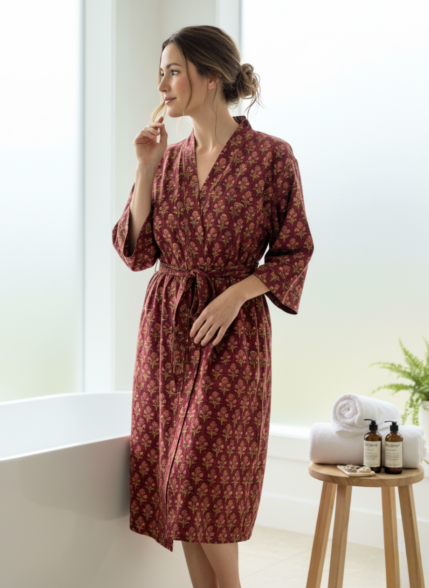 Sita Robe - Printed Cotton Kimono, versatile Robe for Women