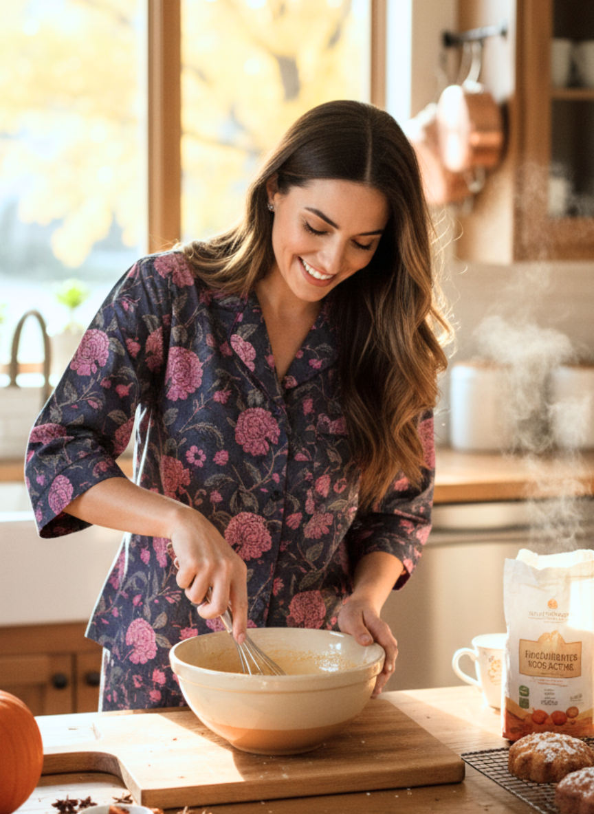 Joyce PJ set With Pants - Printed Cotton Pajama Set with Long Pants for Women