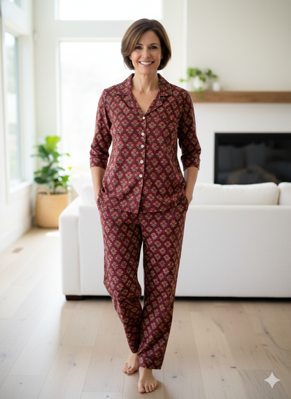 Sita Shirt - Women's Long Sleeve Cotton Pajama Top