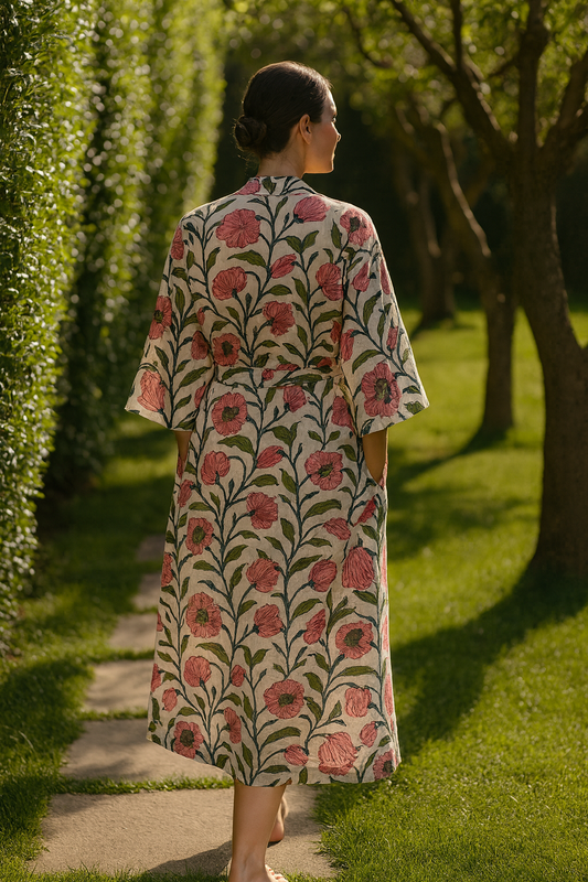 Teresa Robe - Printed Cotton Kimono, versatile Robe for Women