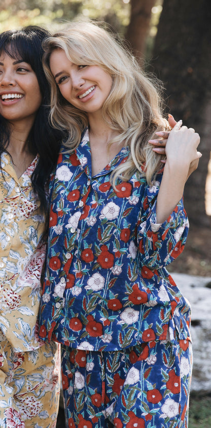 Tuliana Printed Cotton Pajama Set for Women – Long Sleeve Top & Pants