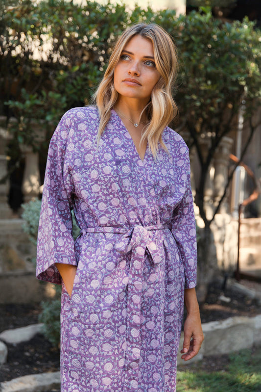 Jyoti Robe - Printed Cotton Kimono, versatile Robe for Women